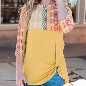 L&B Aztec Side Knot Top
